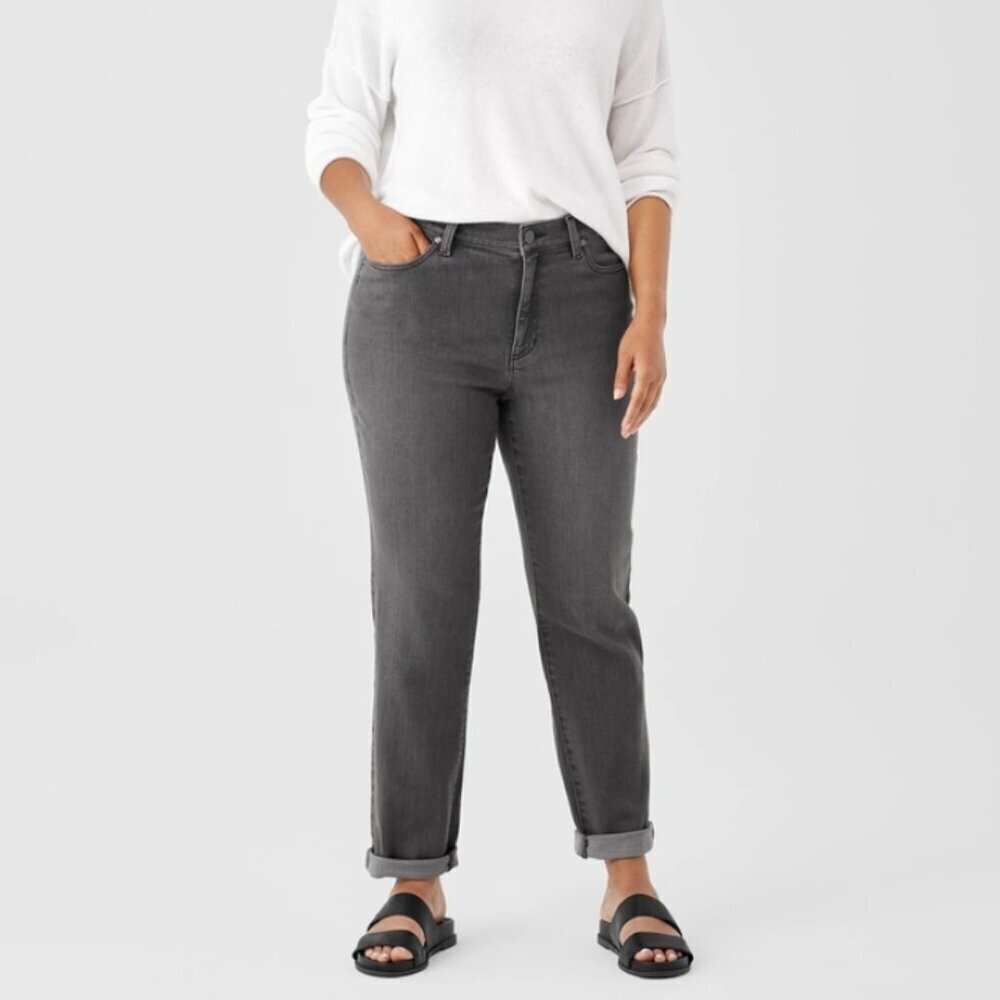 Eileen Fisher Organic Cotton High Rise Straight Leg Cropped Jeans Size 1X